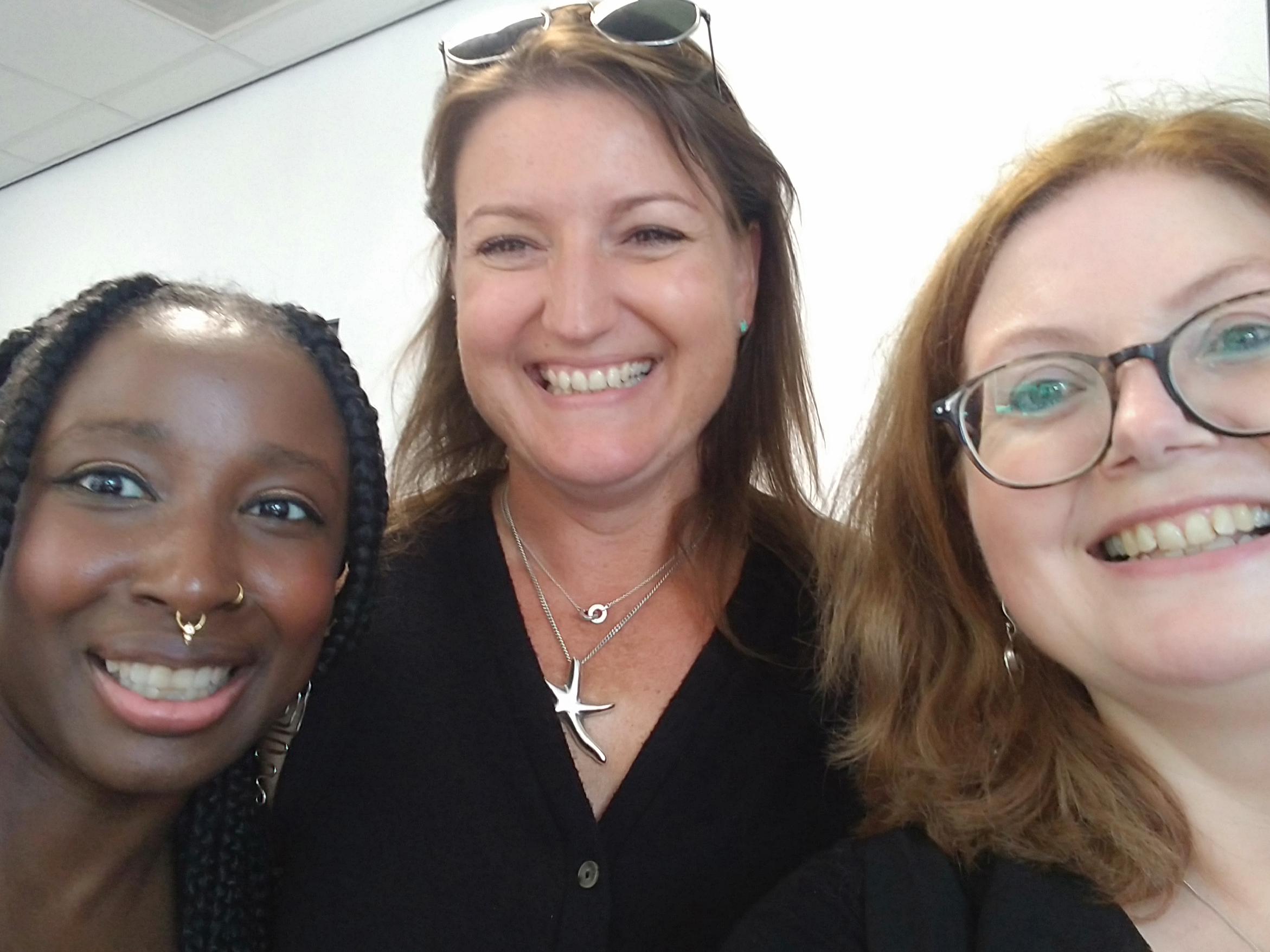 Left to right Storyteller Tanya Akrofi, Stella McKillop, Lincolnshire Virtual School Education Progress Coordinator and Naomi Wilds