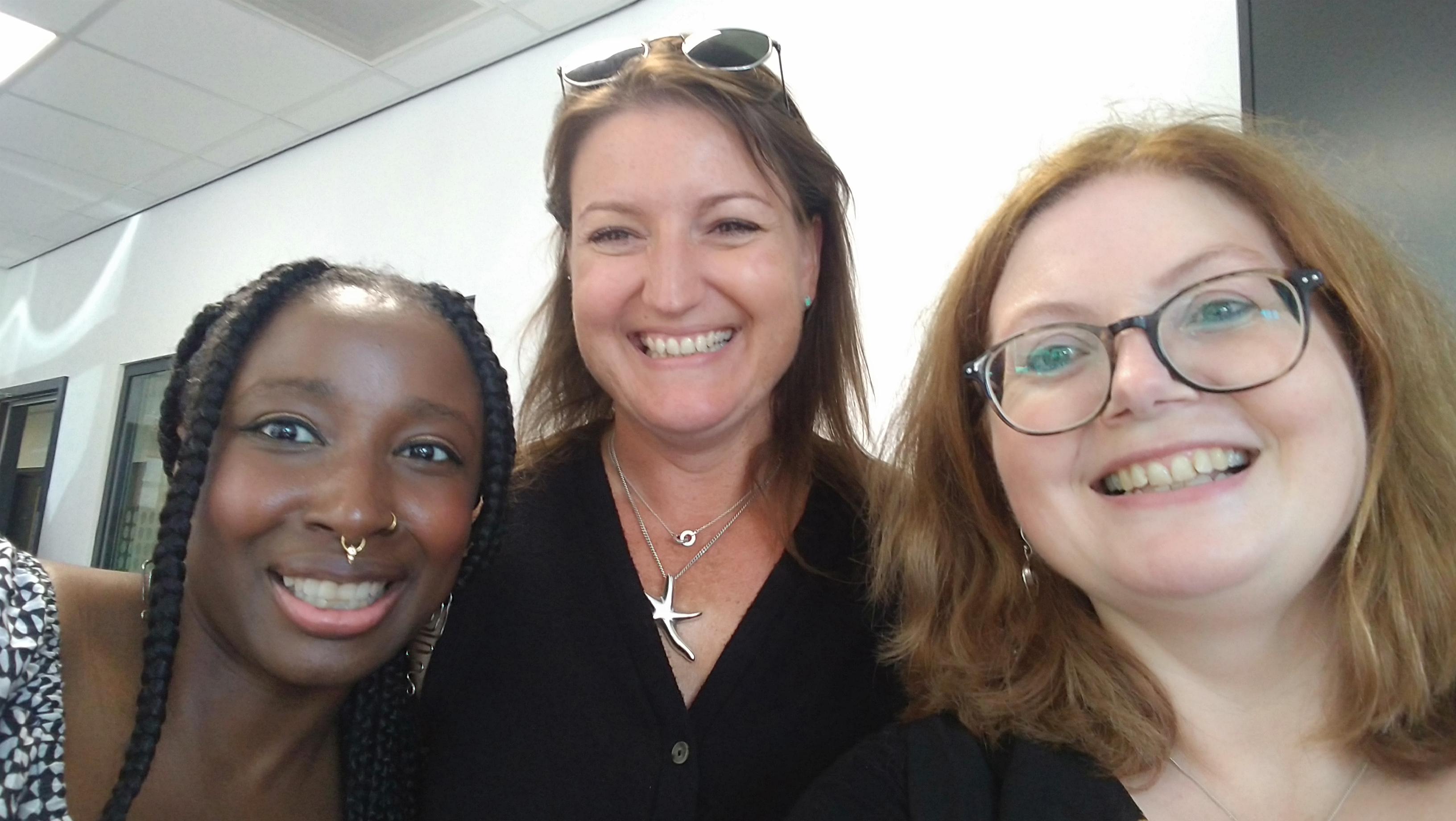 Left to right Storyteller Tanya Akrofi, Stella McKillop, Lincolnshire Virtual School Education Progress Coordinator and Naomi Wilds
